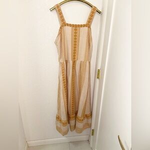 COTTON & RYE Outfitters The Tiered Prairie Smocked  Embroidered Golden SZ: XL